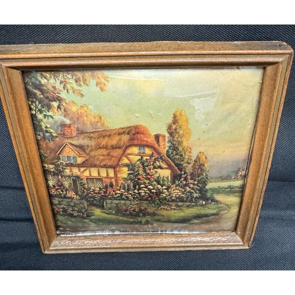 Vintage Cottage Spring/Summer 6" X 6" Curved Glass Framed Picture Granny Core